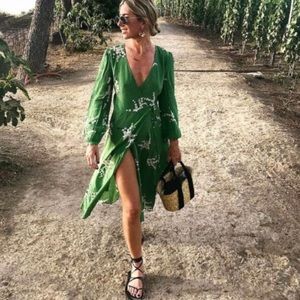 Green Wrap Midi Dress (Realisation Par Violette)